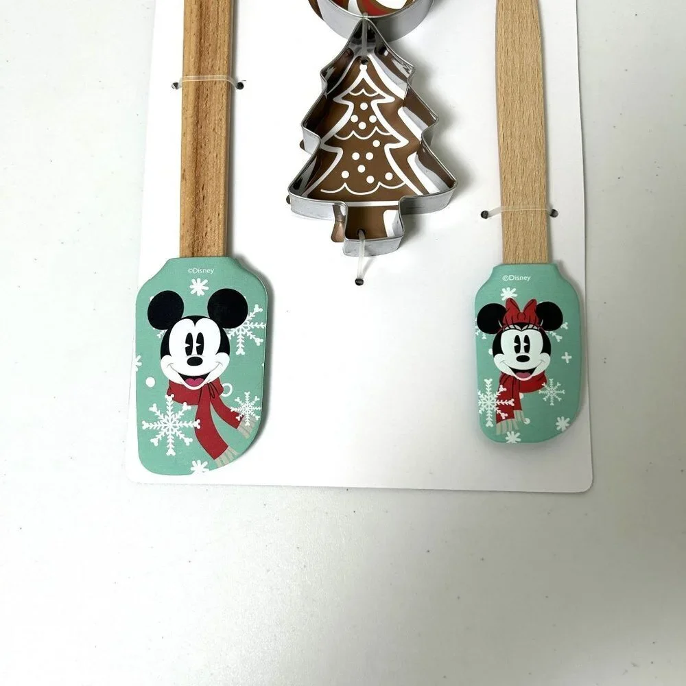 Disney Mickey Minnie Spatula Cookie Cutter 4 Piece Set Christmas‎ Winter NEW